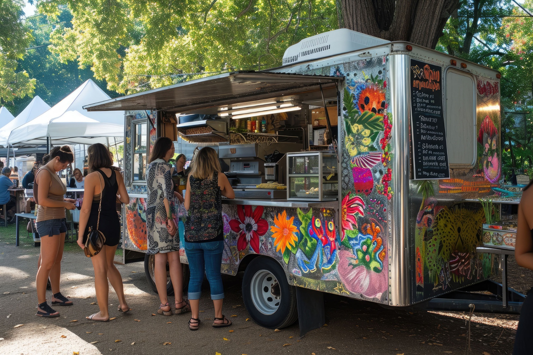 Colourful food truck at festival
