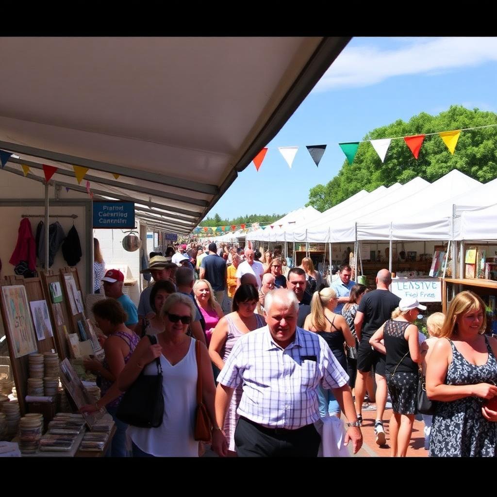 Bustling market stalls at the fair