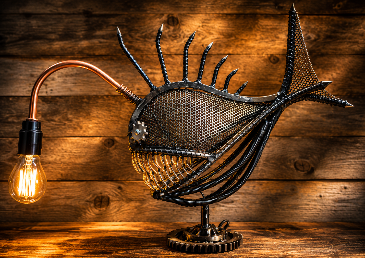 Handcrafted metal art lamp